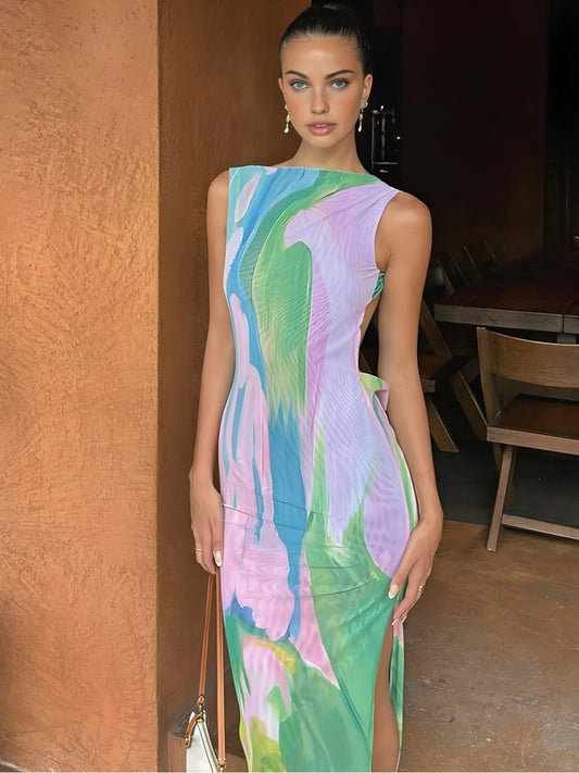 Celestine Pastel Marble Maxi Dress