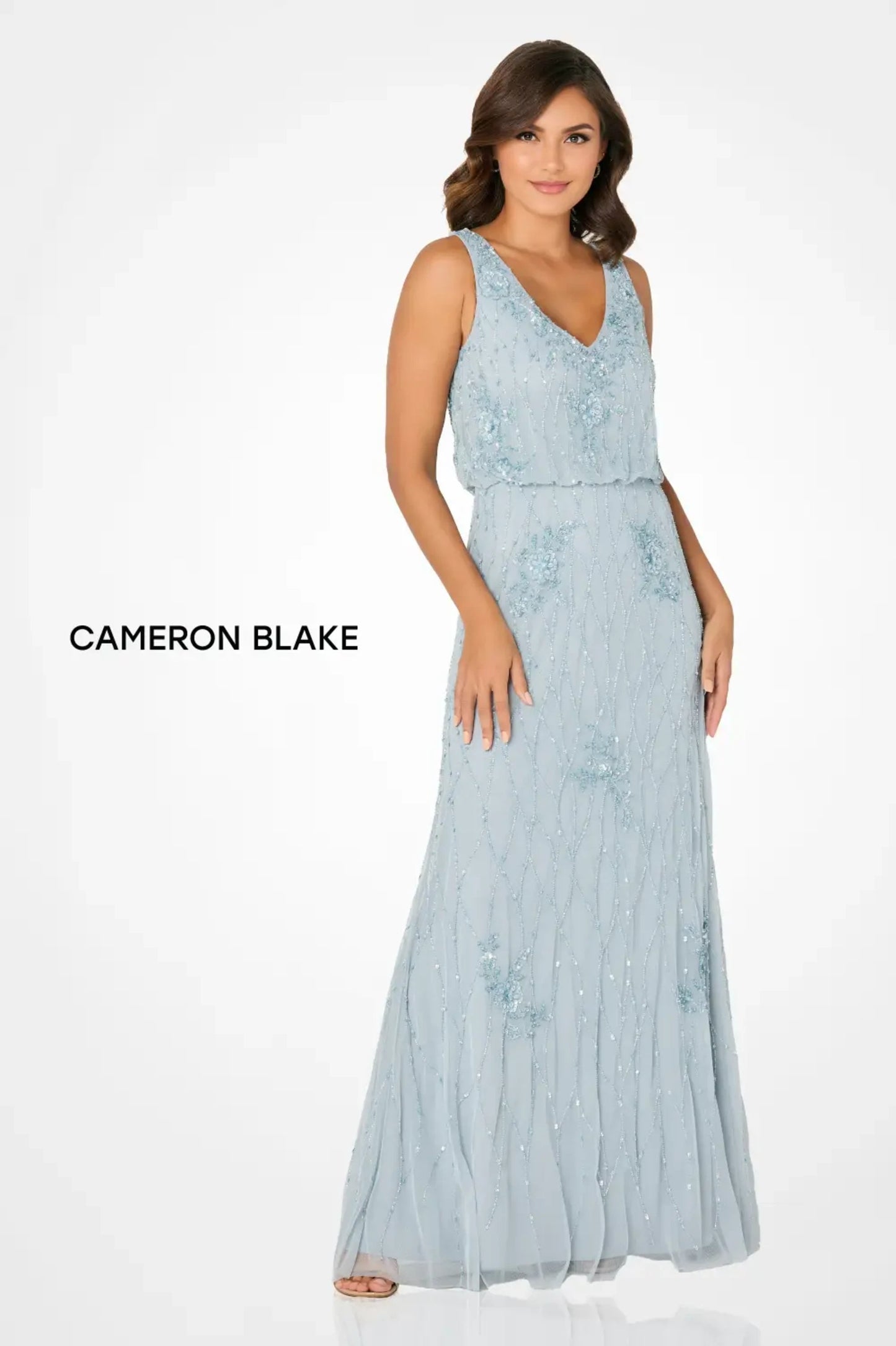 Powder Blue Vivienne Beaded Sequin Formal Gown