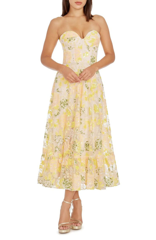 Carina Sequin Appliqué Midi Dress