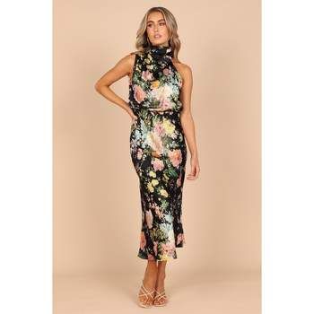 Anabelle Halter Midi Dress in Black Floral