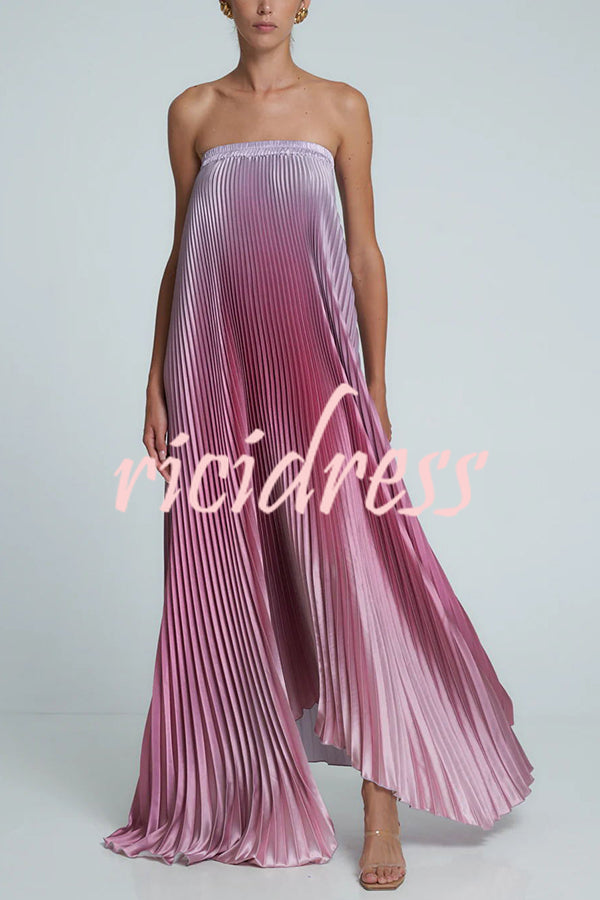 line Gown Maxi Dress Vivienne Satin Pleated Maxi Dress