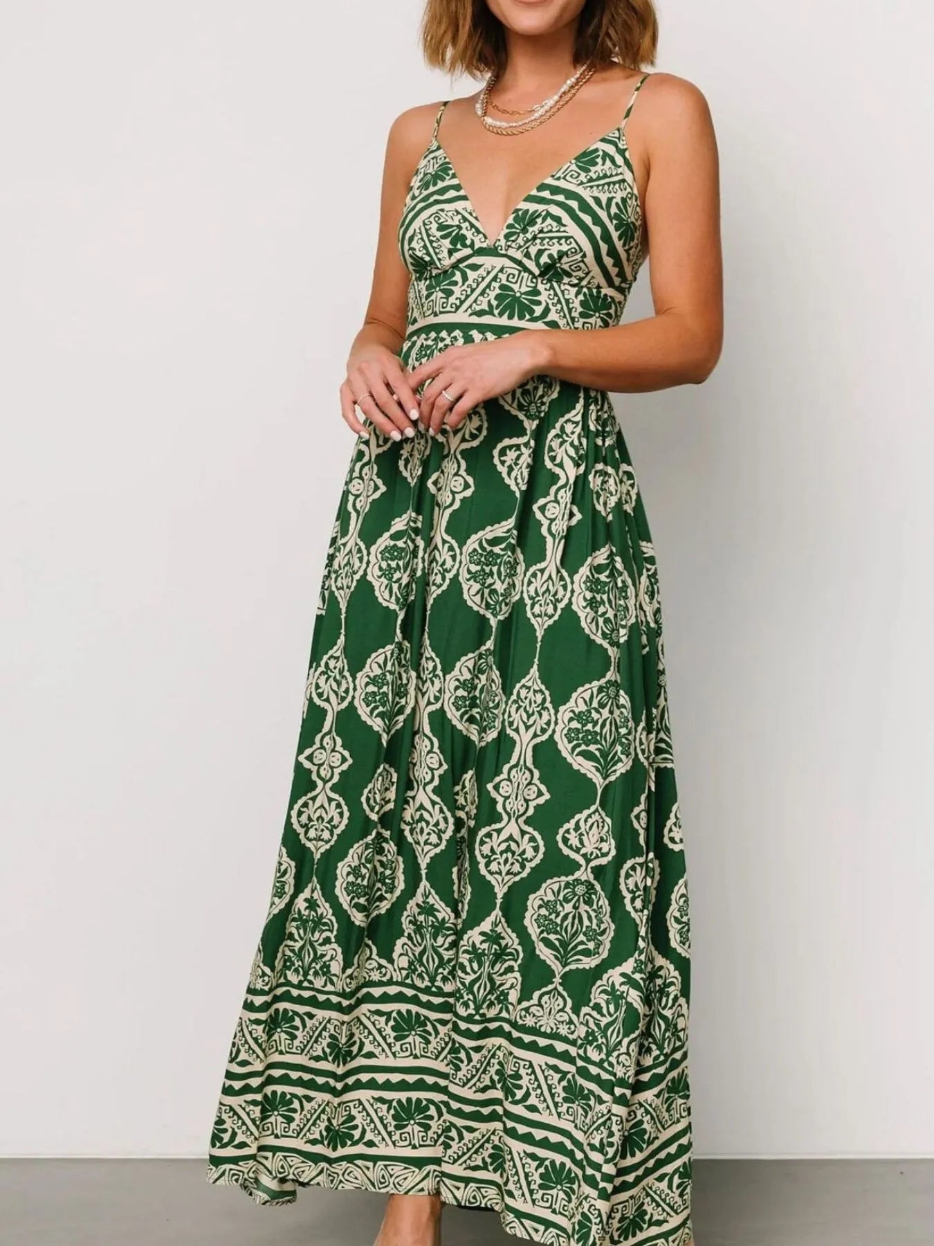 Neck Maxi Cami Dress Margot Printed V-Neck Tiered Dress