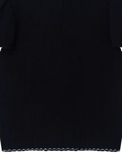 Black Iris Embroidered Silk Blouse Dress