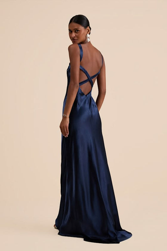 Margot Navy Satin Maxi Dress