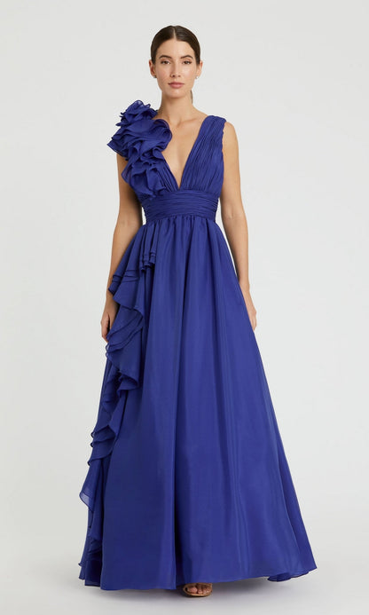 Teal Margot Ruffled Ball Gown