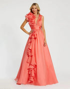 Margot Ruffle Shoulder Chiffon Gown