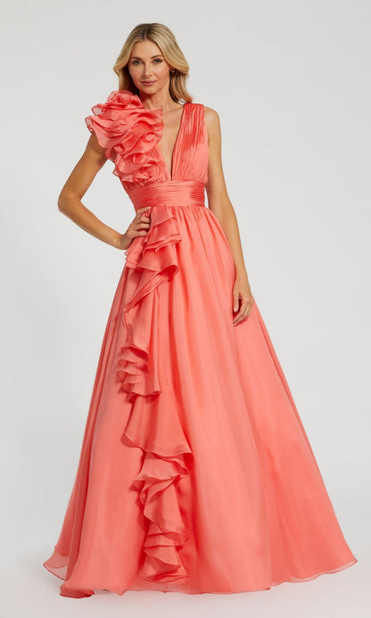 Wine Margot Ruffled Ball Gown