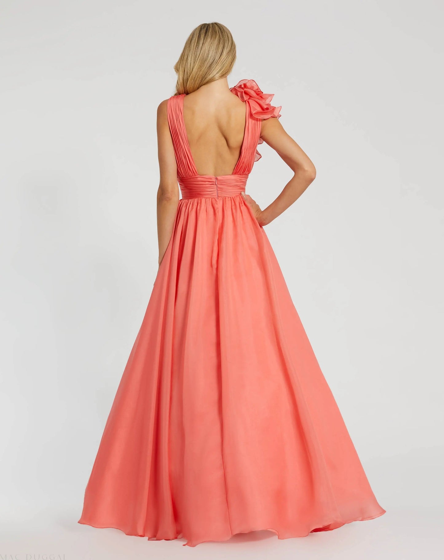Wine Multi Margot Ruffle Shoulder Chiffon Gown