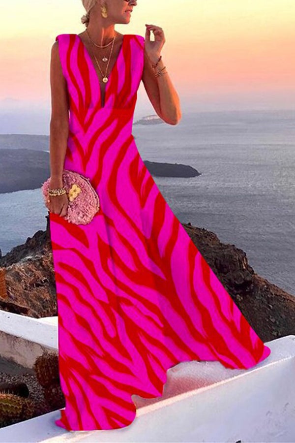 Rose red Evangeline V-Neck Maxi Dress
