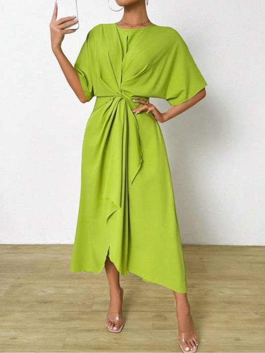 Knot-Front Midi Dress In Lime Green | Color: Green | Size: M