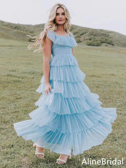 Picture Color Celestine Sky Blue Tulle Tiered Prom Dress