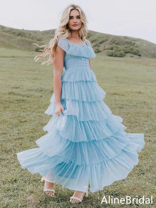 Picture Color Celestine Sky Blue Tulle Tiered Prom Dress