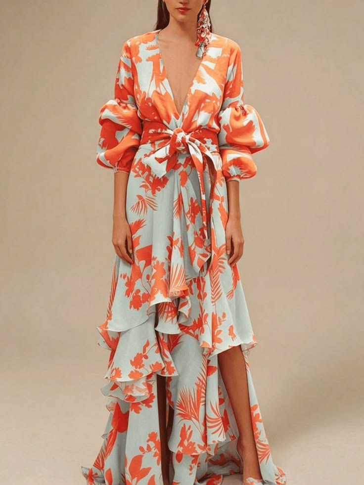 Valentina Tropical Print Maxi Dress
