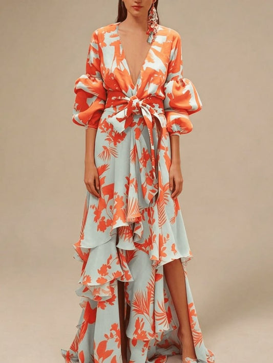 Valentina Tropical Print Maxi Dress