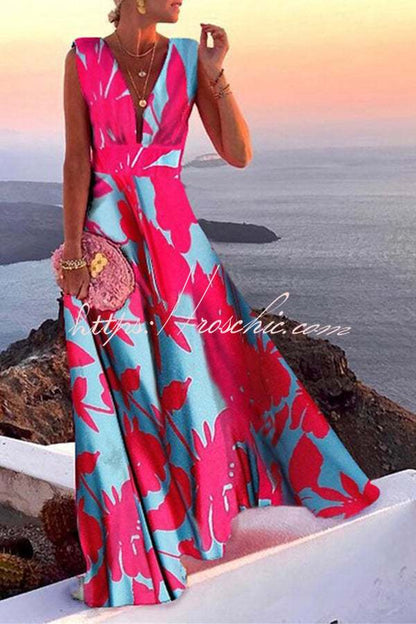 Rose red Evangeline V-Neck Maxi Dress