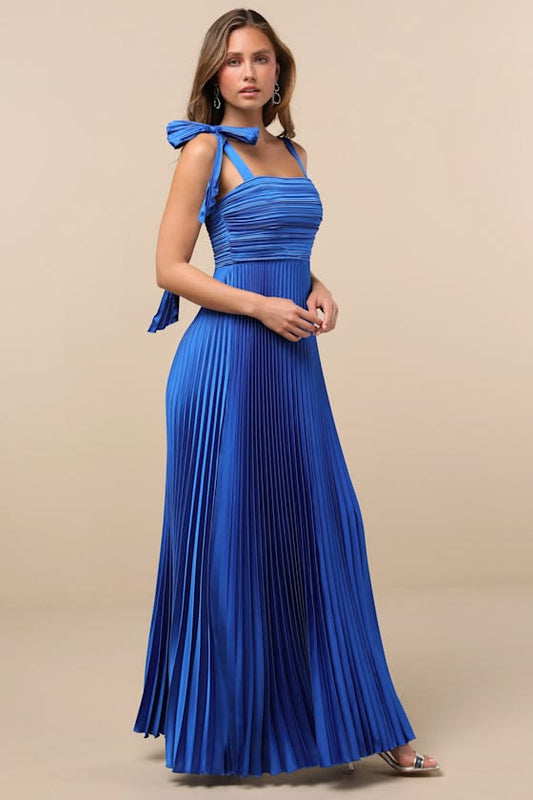 Arabella Royal Pleated Maxi Dress