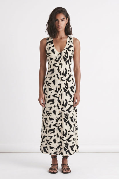 Monochrome Print Margot Crepe Evening Dress