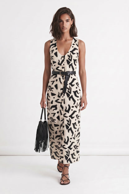 Monochrome Print Margot Crepe Evening Dress