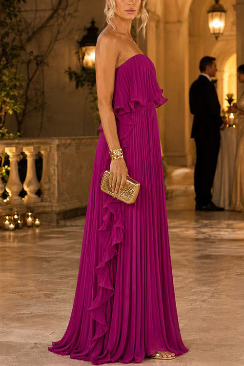 Yellow Margot Pleated Strapless Maxi Dress