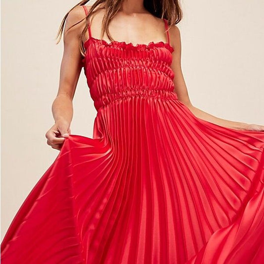 Georgia Metal Midi Dress in Red
