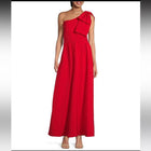 Abbey Glass One-Shoulder Bow Dress in Fiery Red