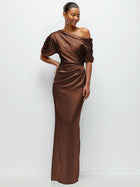 Margot Asymmetrical Satin Maxi Dress
