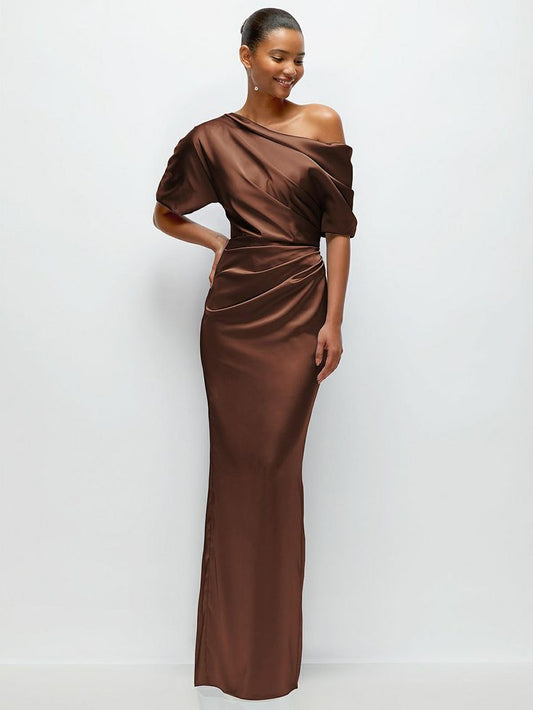 Margot Asymmetrical Satin Maxi Dress