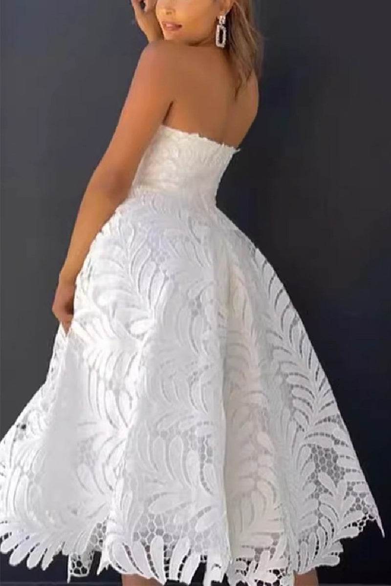 Line Tea Length Lace Little White Dress 100060 Arabella Lace Tea Length Dress
