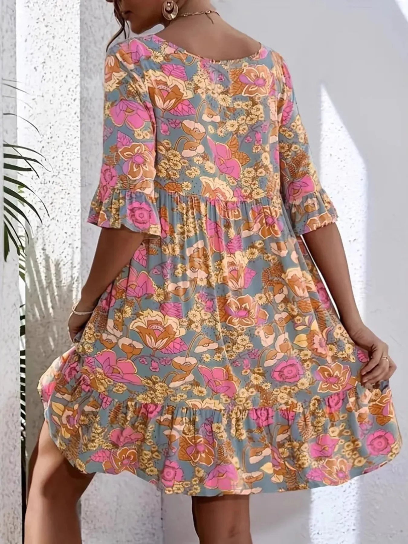 Neck Tiered Dress Margot Printed V-Neck Tiered Dress