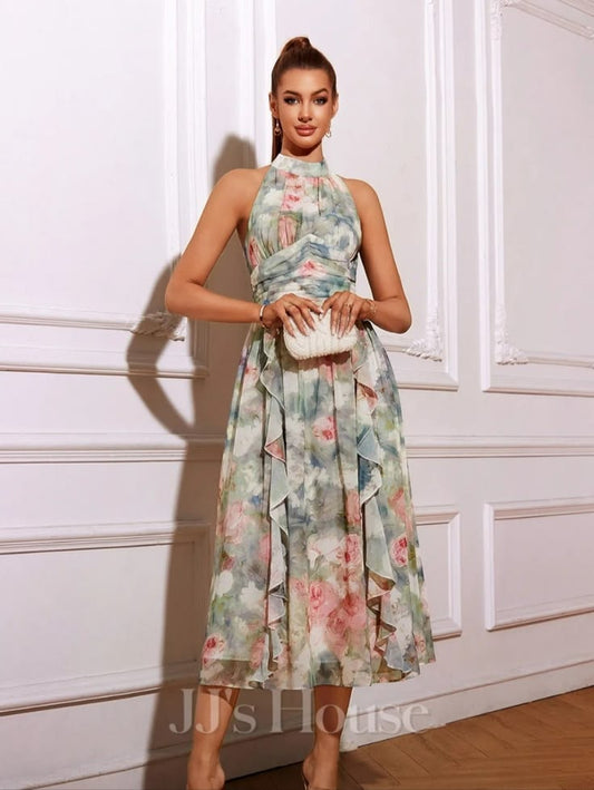 Azeneth Floral Chiffon Midi Dress