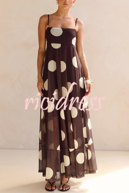 White Margot Polka Dot Mesh Maxi Dress