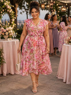 Isabelle Floral Faux Wrap Midi Dress