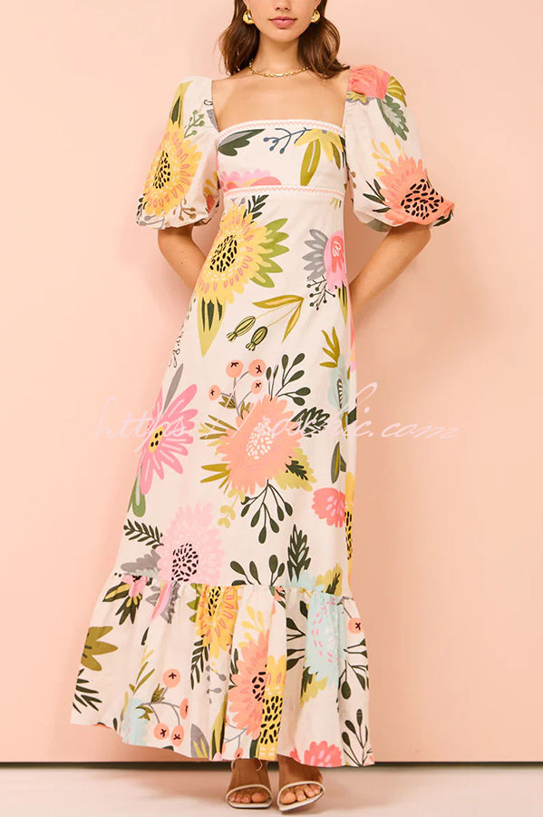 White Margot Floral Maxi Dress