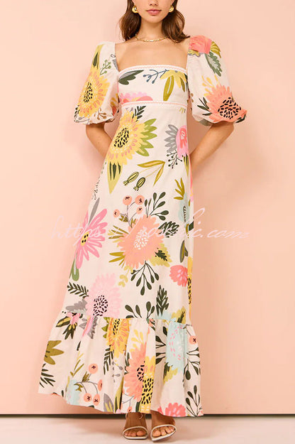 White Margot Floral Maxi Dress