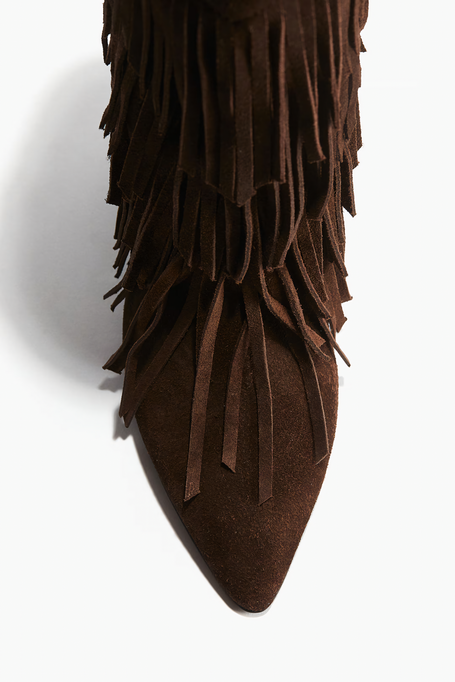 Fringe-trimmed suede boots