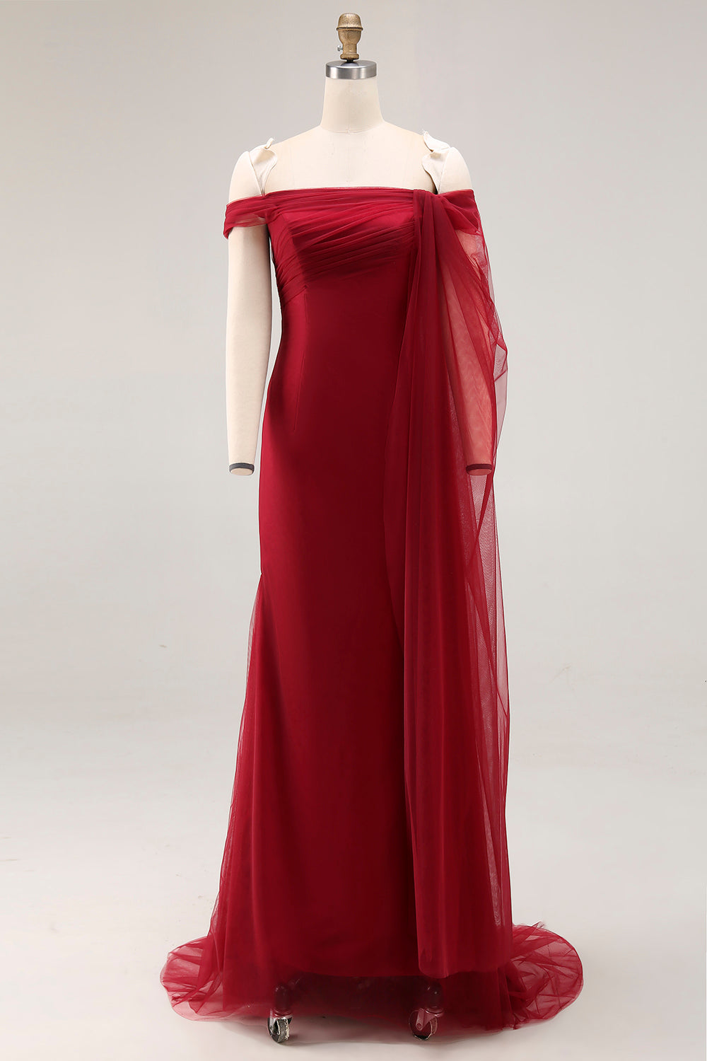 Cabernet Vivienne Off-Shoulder Mermaid Tulle Gown