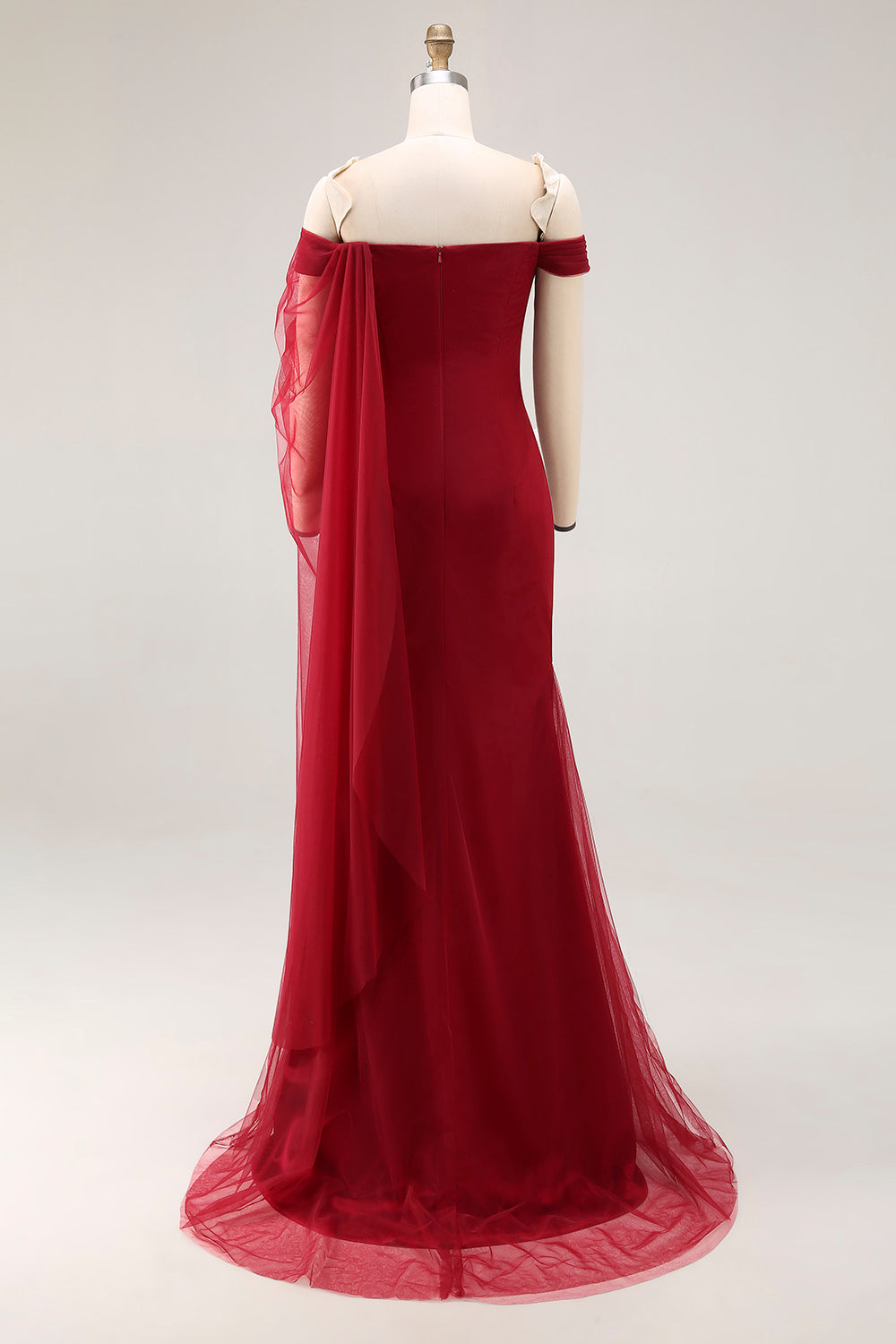 Red Vivienne Off-Shoulder Mermaid Tulle Gown