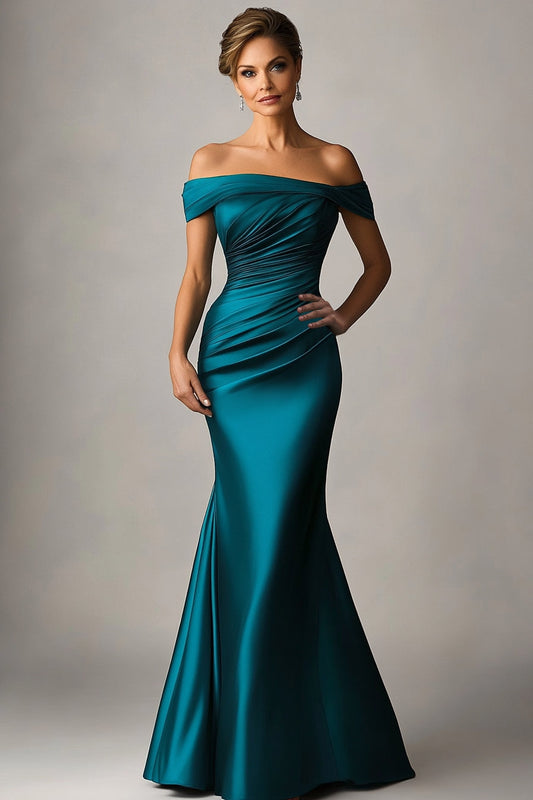Peacock Blue Margot Satin Mermaid Dress