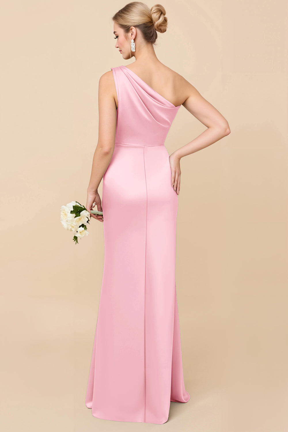 Eucalyptus Vivienne Satin One-Shoulder Dress