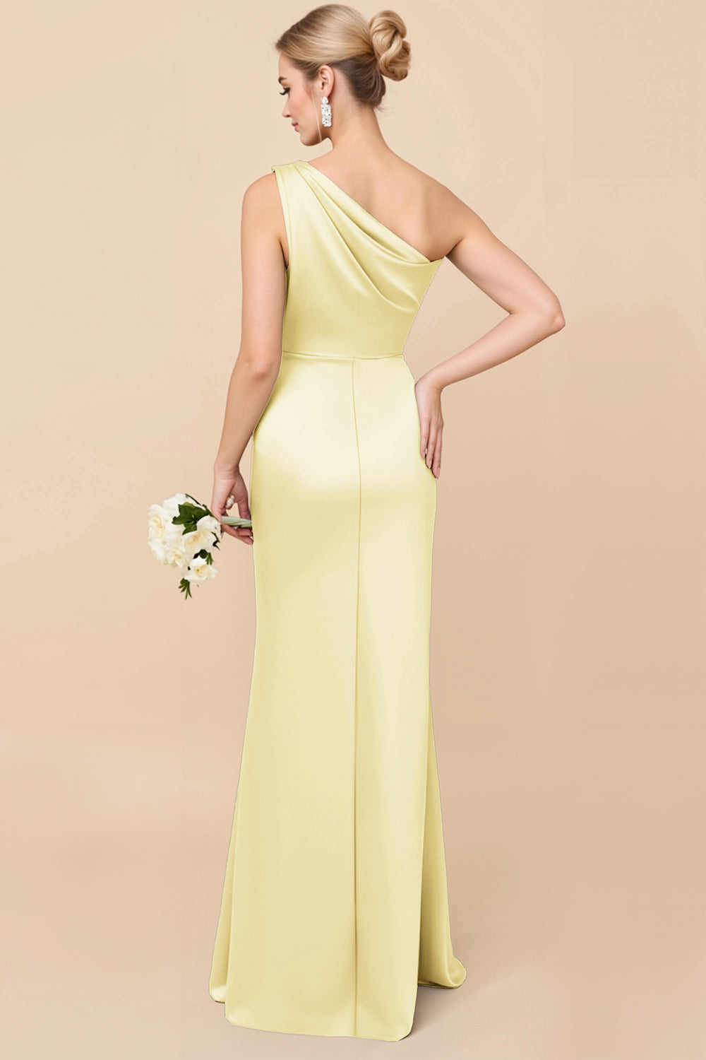 Blush Pink Vivienne Satin One-Shoulder Dress