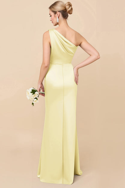 Dark Blue Vivienne Satin One-Shoulder Dress