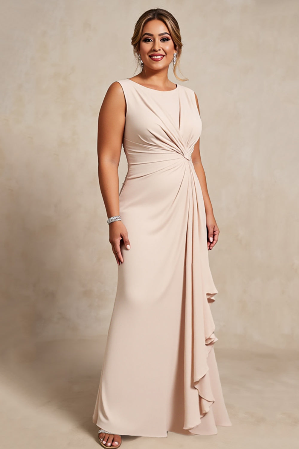 Apricot Margot Chiffon Keyhole Dress
