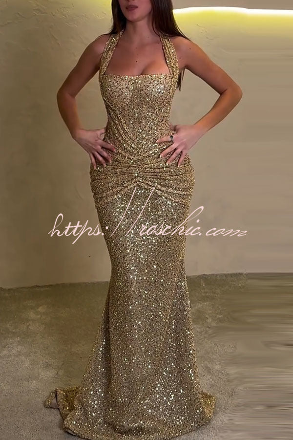up Drape Flare Maxi Dress Velda Sequin Halter Maxi Dress