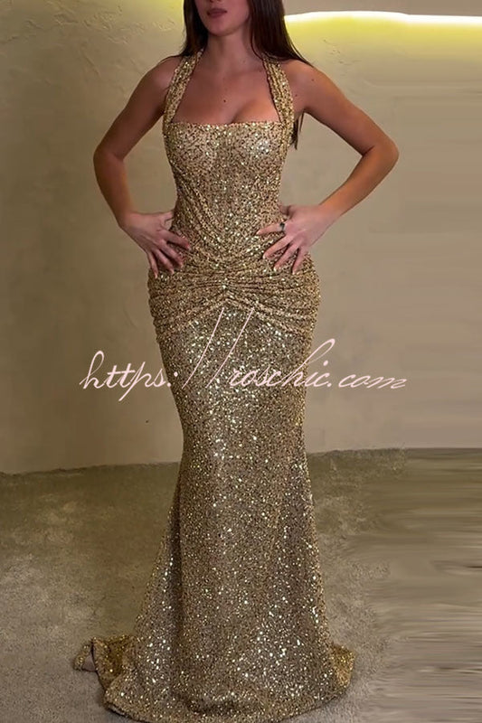up Drape Flare Maxi Dress Velda Sequin Halter Maxi Dress