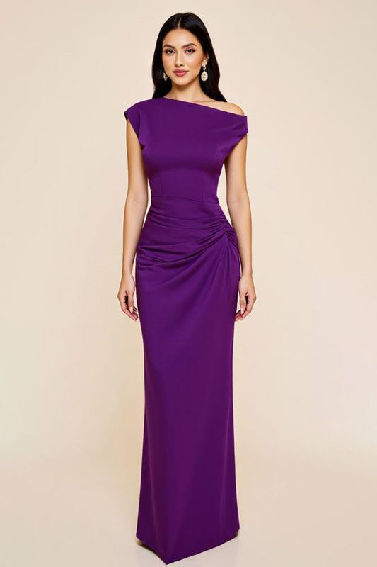 Plum Vivienne Satin Sheath Dress