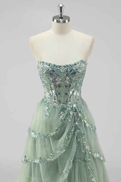 Lavender Margot Sequin Tiered Prom Dress