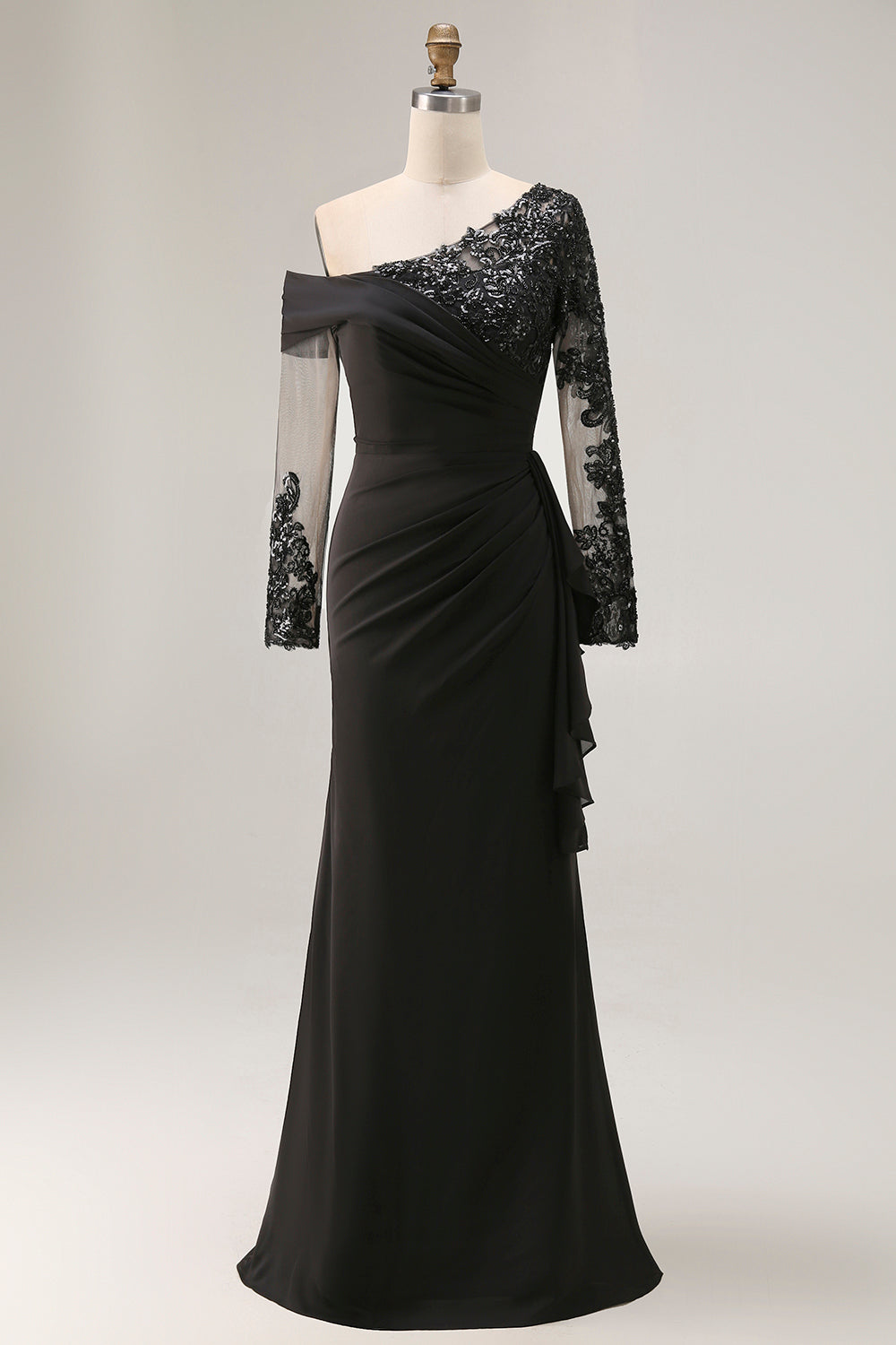 Navy Vivienne Lace Asymmetrical Sheath Dress