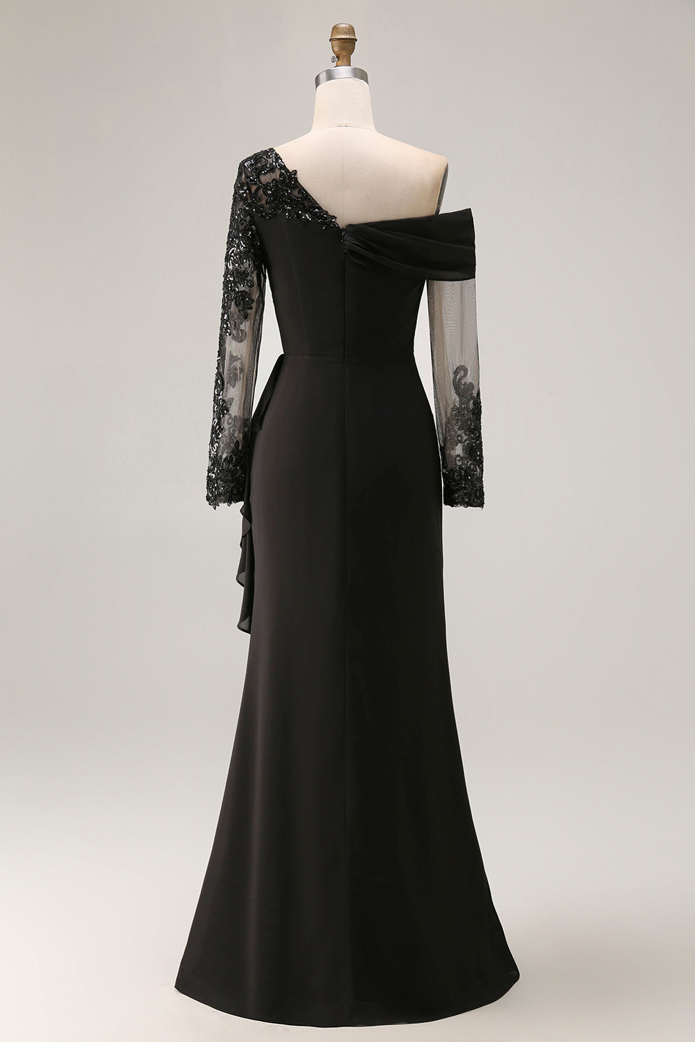 Black Vivienne Lace Asymmetrical Sheath Dress