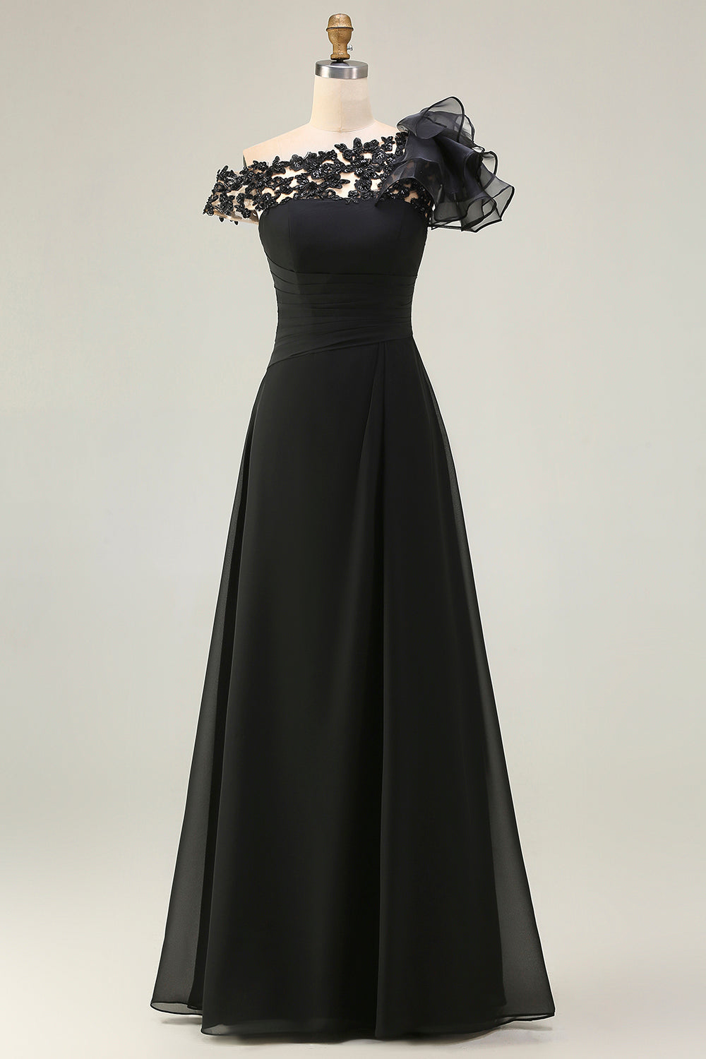 Dark Green Margot Asymmetrical A-Line Dress in Black