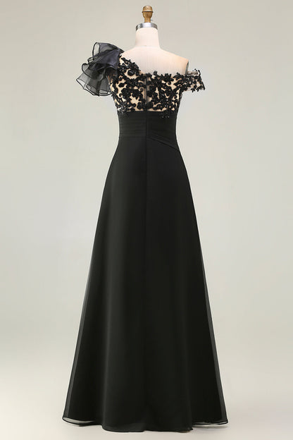 Ink Blue Margot Asymmetrical A-Line Dress in Black